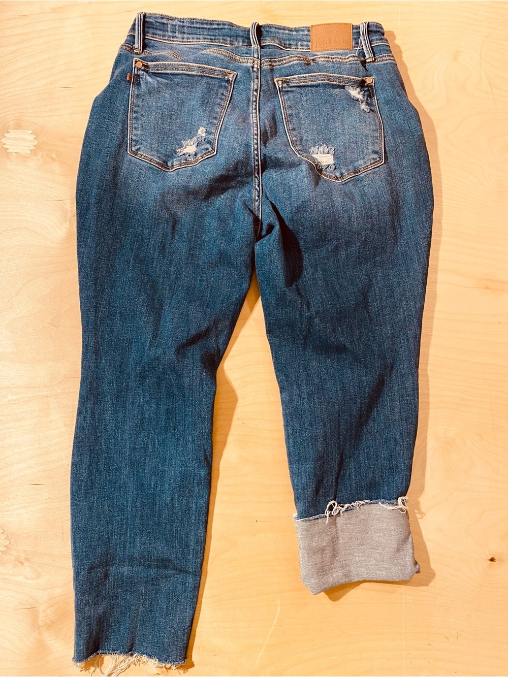 Judy Blue Distressed Dark Blue Boyfriend Jeans 14W (SY) - Picture 8 of 11